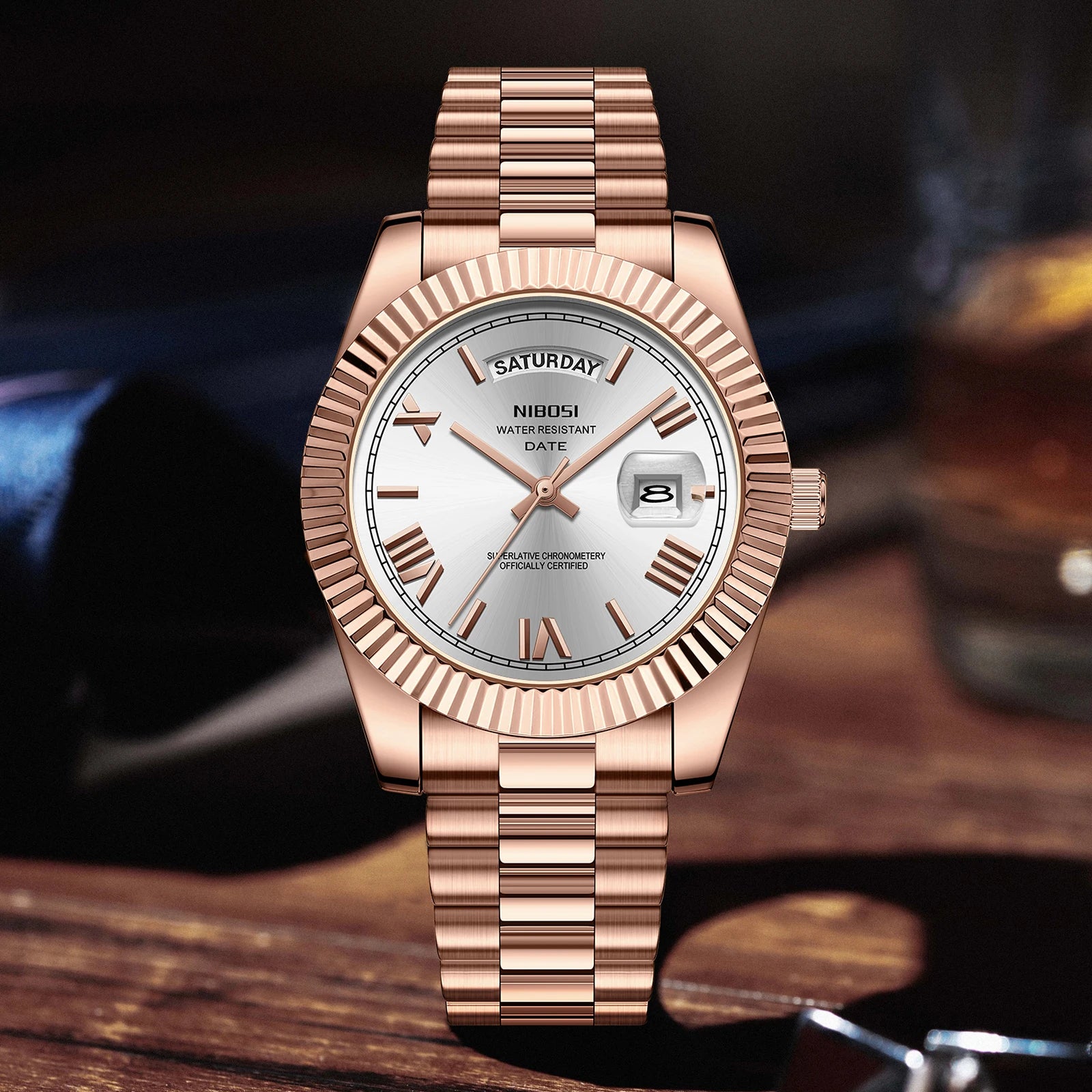 Discover the Elegance of NIBOSI Luxury Men's Watch – Waterproof Miyota Quartz Timepiece with Week Date and Stainless Steel Design
