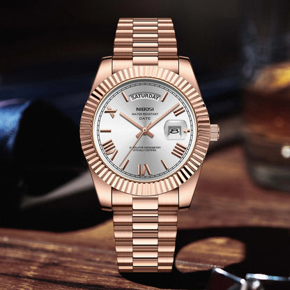 Discover the Elegance of NIBOSI Luxury Men's Watch – Waterproof Miyota Quartz Timepiece with Week Date and Stainless Steel Design