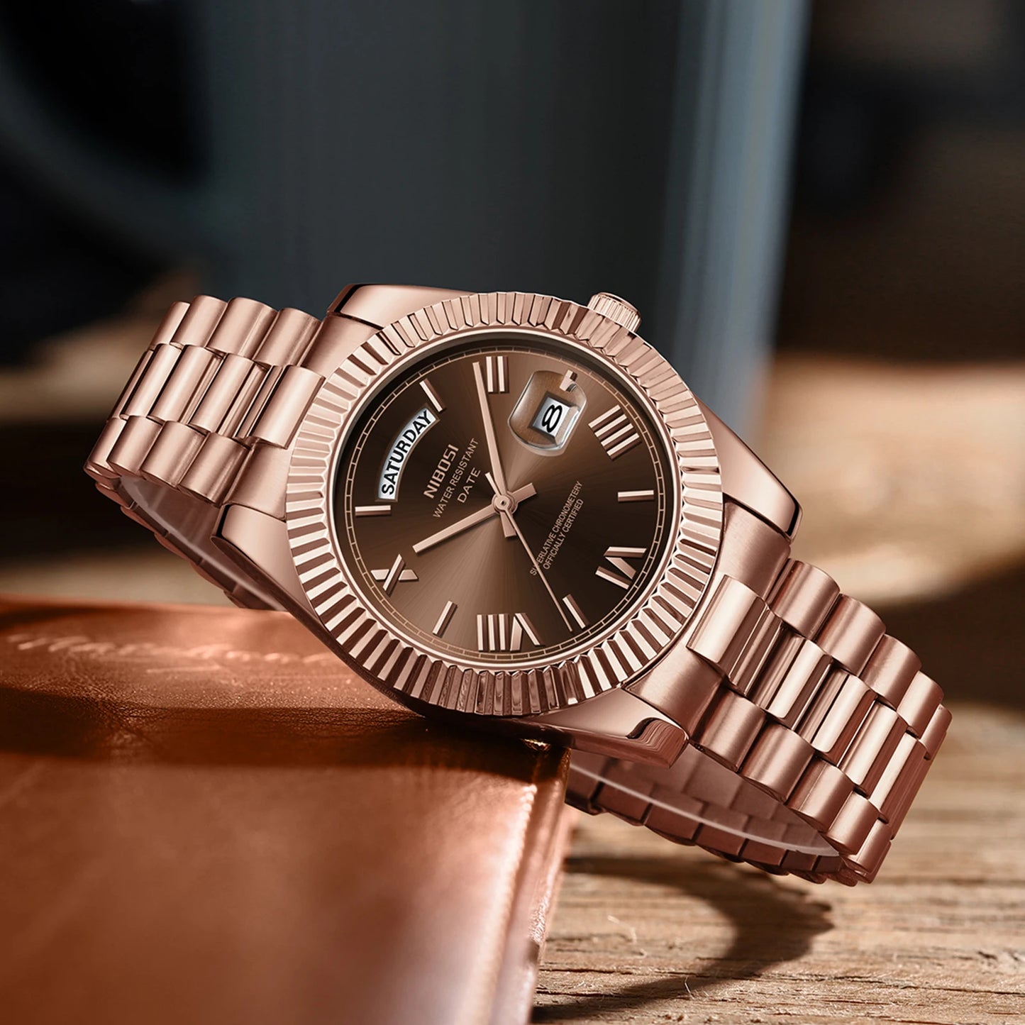 Discover the Elegance of NIBOSI Luxury Men's Watch – Waterproof Miyota Quartz Timepiece with Week Date and Stainless Steel Design